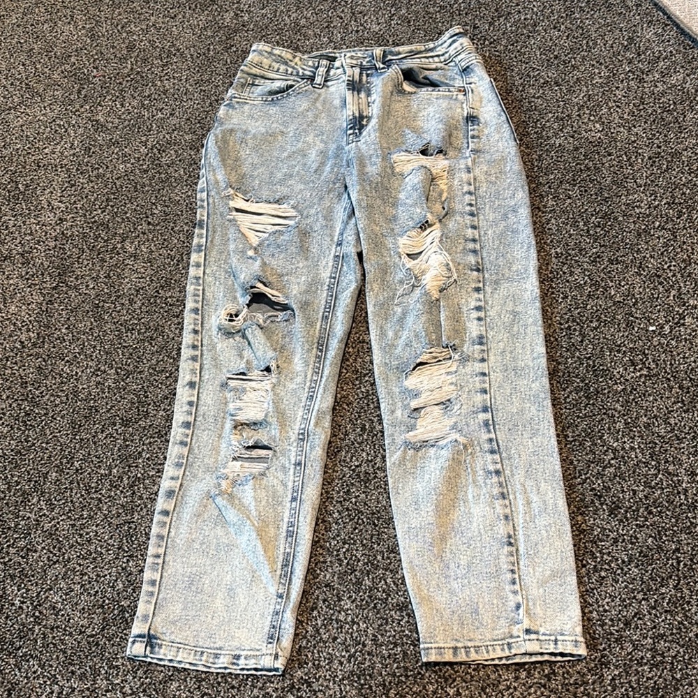 Wild Fable High Rise Distressed Jeans - Light Blue highest rise mom Jean